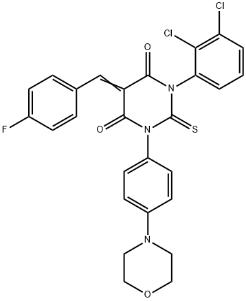 1-(2,3-Dichlorophenyl)-5-(p-fluorobenzylidene)-3-(4-(morpholino)phenyl )thiobarbituric acid Struktur