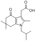 1-isobutyl-2,6,6-trimethyl-4-oxo-4,5,6,7-tetrahydro-3-indoleacetic acid Struktur