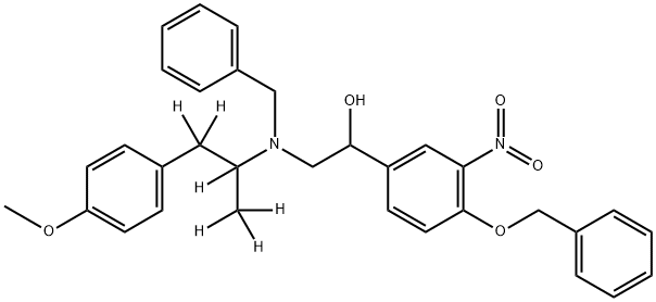 RAC-N-BENZYL-N-[2-HYDROXYL-2-(4-BENZYLOXY-3-NITROPHENYL)-ETHYL]-3-(4-METHOXYPHENYL)-2-PROPYLAMINE-D6 Struktur