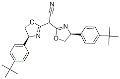 Bis[(4S)-4-(4-tert-butylphenyl)-4,5-dihydro-2-oxazolyl]acetonitrile Struktur