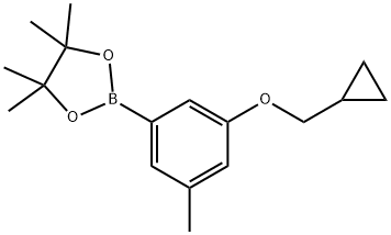 2-(3-(Cyclopropylmethoxy)-5-methylphenyl)-4,4,5,5-tetramethyl-1,3,2-dioxaborolane Struktur