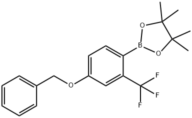 2-(4-(Benzyloxy)-2-(trifluoromethyl)phenyl)-4,4,5,5-tetramethyl-1,3,2-dioxaborolane Struktur