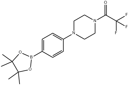 2,2,2-Trifluoro-1-(4-(4-(4,4,5,5-tetramethyl-1,3,2-dioxaborolan-2-yl)phenyl)piperazin-1-yl)ethanone Struktur