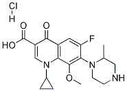 3-Quinolinecarboxylic acid, 1-cyclopropyl-6-fluoro-1,4-dihydro-8-Methoxy-7-(2-Methyl-1-piperazinyl)-4-oxo-, hydrochloride Struktur