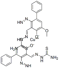 copper 2-[(E)-(carbamothioylhydrazinylidene)methyl]-6-methoxy-4-phenyl diazenyl-phenolate Struktur