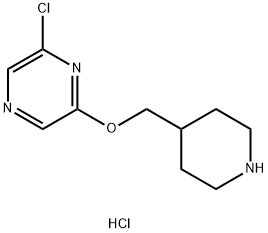 2-Chloro-6-(4-piperidinylmethoxy)pyrazinehydrochloride Struktur