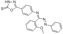 5-(4-(((2-Methoxyphenyl)(phenylazo)methylene)amino)phenyl)-1,3,4-oxadi azole-2(3H)-thione Struktur