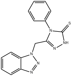 5-(1H-1,2,3-benzotriazol-1-ylmethyl)-4-phenyl-4H-1,2,4-triazole-3-thiol Struktur