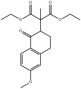 Diethyl 2-(6-methoxy-1-oxo-1,2,3,4-tetrahydro-naphthalen-2-yl)-2-methylmalonate Struktur