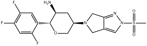 (2R,3S,5R)-5-(2-(Methylsulfonyl)pyrrolo[3,4-c]pyrazol-5(2H,4H,6H)-yl)-2-(2,4,5-trifluorophenyl)tetrahydro-2H-pyran-3-aMine Struktur