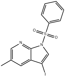 3-Iodo-5-methyl-1-(phenylsulfonyl)-1H-pyrrolo[2,3-b]pyridine Struktur