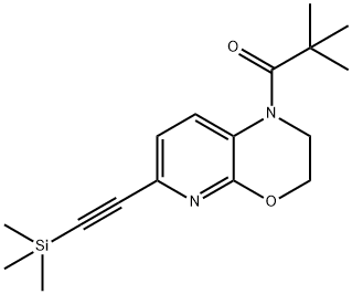 2,2-Dimethyl-1-(6-((trimethylsilyl)ethynyl)-2,3-di hydro-1H-pyrido[2,3-b][1,4]oxazin-1-yl)propan-1-o Struktur