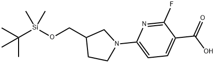 6-(3-((tert-Butyldimethylsilyloxy)methyl)-pyrrolidin-1-yl)-2-fluoronicotinic acid Struktur