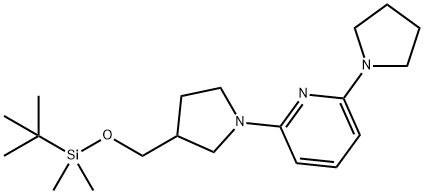 2-(3-((tert-Butyldimethylsilyloxy)methyl)-pyrrolidin-1-yl)-6-(pyrrolidin-1-yl)pyridine Struktur