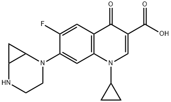 3-Quinolinecarboxylic acid, 1-cyclopropyl-7-(2,5-diazabicyclo[4.1.0]hept-2-yl)-6-fluoro-1,4-dihydro-4-oxo- Struktur