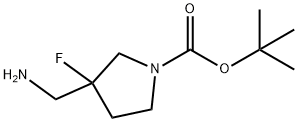 1-Pyrrolidinecarboxylic acid, 3-(aminomethyl)-3-fluoro-, 1,1-dimethylethyl ester Struktur