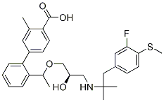 [1,1'-Biphenyl]-4-carboxylic acid, 2'-[(1R)-1-[(2R)-3-[[2-[3-fluoro-4-(Methylthio)phenyl]-1,1-diMethylethyl]aMino]-2-hydroxypropoxy]ethyl]-3-Methyl- Struktur