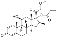 [(8S,10S,11S,13S,14S,16S,17R)-9-fluoro-11-hydroxy-17-(2-methoxyacetyl)-10,13,16-trimethyl-3-oxo-6,7,8,11,12,14,15,16-octahydrocyclopenta[a]phenanthren-17-yl] propanoate Struktur