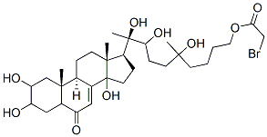 2,3,14,20,22,25-hexahydroxy-26-(3-bromoacetoxypropyl)cholest-7-en-6-one Struktur