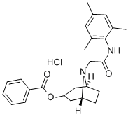 3-Benzoyloxynortropanoacetomesidide hydrochloride Struktur