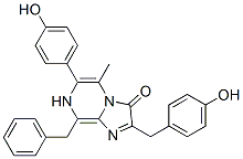 Imidazo[1,2-a]pyrazin-3(7H)-one,  6-(4-hydroxyphenyl)-2-[(4-hydroxyphenyl)methyl]-5-methyl-8-(phenylmethyl)- Struktur