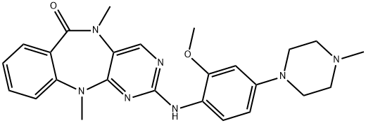 6H-PyriMido[4,5-b][1,4]benzodiazepin-6-one, 5,11-dihydro-2-[[2-Methoxy-4-(4-Methyl-1-piperazinyl)phenyl]aMino]-5,11-diMethyl- Struktur