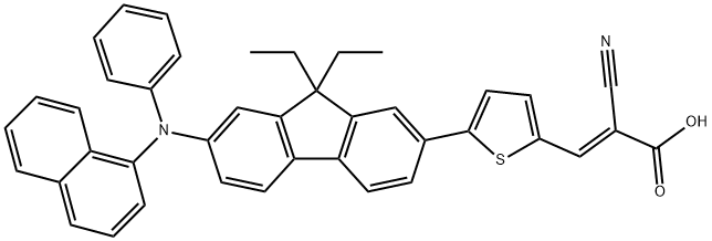 (E)-3-(5-(2-(N-(naphthalen-5-yl)-N-phenylaMino)-9,9-diethyl-9H-fluoren-7-yl)thiophen-2-yl)-2-cyanoacrylic acid Struktur