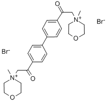 4,4'-Bis(2,3,5,6-tetrahydro-1,4-oxazin-4-ylacetyl)biphenyl dimethiobromide Struktur