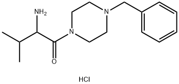 2-Amino-1-(4-benzyl-1-piperazinyl)-3-methyl-1-butanone hydrochloride Struktur