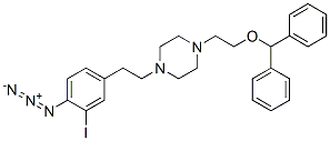 1-(2-(diphenylmethoxy)ethyl)-4-(2-(4-azido-3-iodophenyl)ethyl)piperazine Struktur