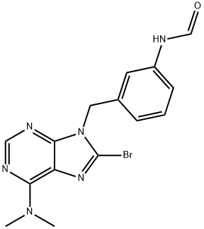 8-bromo-6-(dimethylamino)-9-(3-formamidobenzyl)-9H-purine Struktur