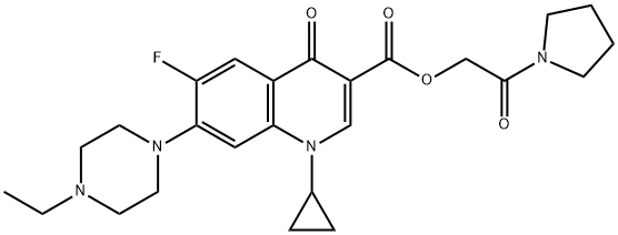 3-Quinolinecarboxylic acid, 1-cyclopropyl-7-(4-ethyl-1-piperazinyl)-6-fluoro-1,4-dihydro-4-oxo-, 2-oxo-2-(1-pyrrolidinyl)ethyl ester Struktur