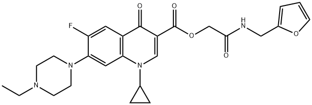 3-Quinolinecarboxylic acid, 1-cyclopropyl-7-(4-ethyl-1-piperazinyl)-6-fluoro-1,4-dihydro-4-oxo-, 2-[(2-furanylMethyl)aMino]-2-oxoethyl ester Struktur