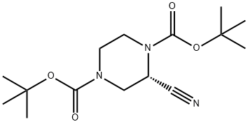 (S)-Di-tert-butyl2-cyanopiperazine-1,4-dicarboxylate Struktur