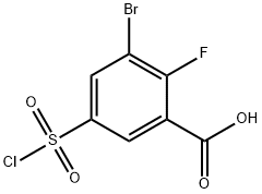 3-Bromo-2-fluoro-5-(chlorosulfonyl)benzoic acid Struktur