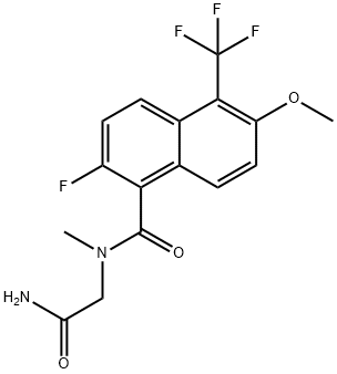 N-((aminocarbonyl)methyl)-2-fluoro-6-methoxy-5-(trifluoromethyl)-1-naphthalenecarboxamide Struktur