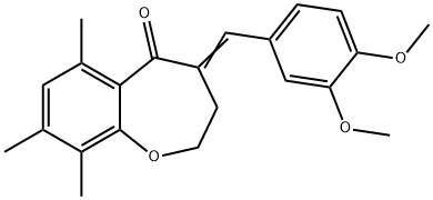 1-Benzoxepin-5(2H)-one, 3,4-dihydro-4-((3,4-dimethoxyphenyl)methylene) -6,8,9-trimethyl- Struktur