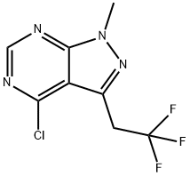 4-chloro-1-methyl-3-(2,2,2-trifluoroethyl)-1H-pyrazolo[3,4-d]pyrimidine Struktur