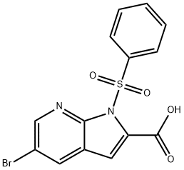 5-Bromo-1-(phenylsulfonyl)-1H-pyrrolo-[2,3-b]pyridine-2-carboxylic acid Struktur