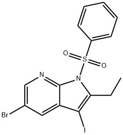 5-Bromo-2-ethyl-3-iodo-1-(phenylsulfonyl)-1H-pyrrolo[2,3-b]pyridine Struktur