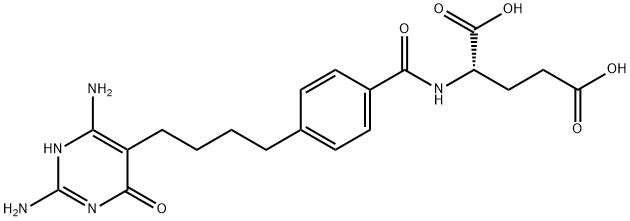 N-[4-[4-[(2,6-Diamino-1,4-dihydro-4-oxopyrimidin)-5-yl]butyl]benzoyl]-L-glutamic acid Struktur