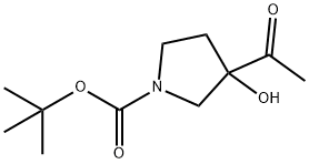 tert-butyl 3-acetyl-3-hydroxypyrrolidine-1-carboxylate Struktur