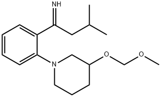 rac-3-Methyl-1-[2-(1-{3-hydroxy-3-O-methoxymethyl}piperidinyl)phenyl]butylimine Struktur