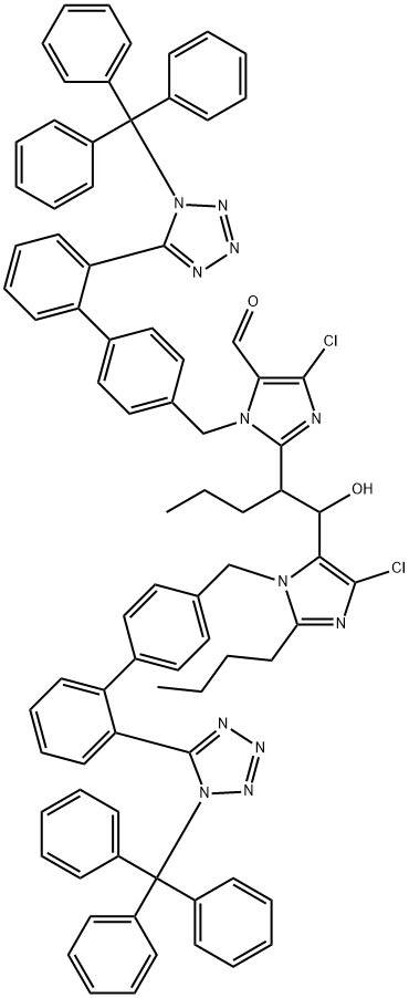 5-Deshydroxy-5-formyl N,N’-Ditrityl Losartan α-Butyl-losartan Aldehyde Adduct Struktur