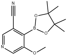 5-Methoxy-4-(4,4,5,5-tetramethyl-1,3,2-dioxaborolan-2-yl)nicotinonitrile Struktur