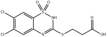 3-[(6,7-Dichloro-2H-1,2,4-benzothiadiazine 1,1-dioxide)-3-ylthio]propanoic acid Struktur