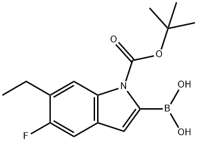 1-(tert-butoxycarbonyl)-6-ethyl-5-fluoro-1H-indol-2-ylboronic acid Struktur