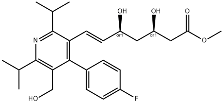 Methyl rel-(E)-7-[2,6-Diisopropyl-4-(4-fluorophenyl)-5-hydroxymethylpyridinyl]-
3,5-dihydroxy-6-heptenoate Struktur