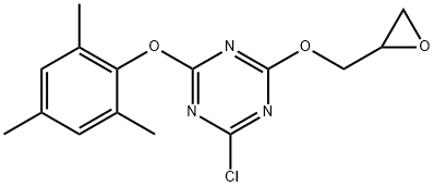 2-CHLORO-4-(OXIRANYLMETHOXY)-6-(2,4,6-TRIMETHYLPHENOXY)- 1,3,5-TRIAZINE Struktur