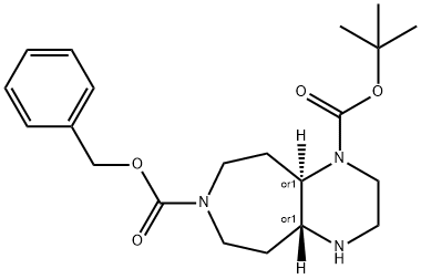 RaceMicOctahydro-pyrazino[2,3-d]azepine-1,7-dicarboxylicacid7-benzylester1-tert-butyl ester Struktur